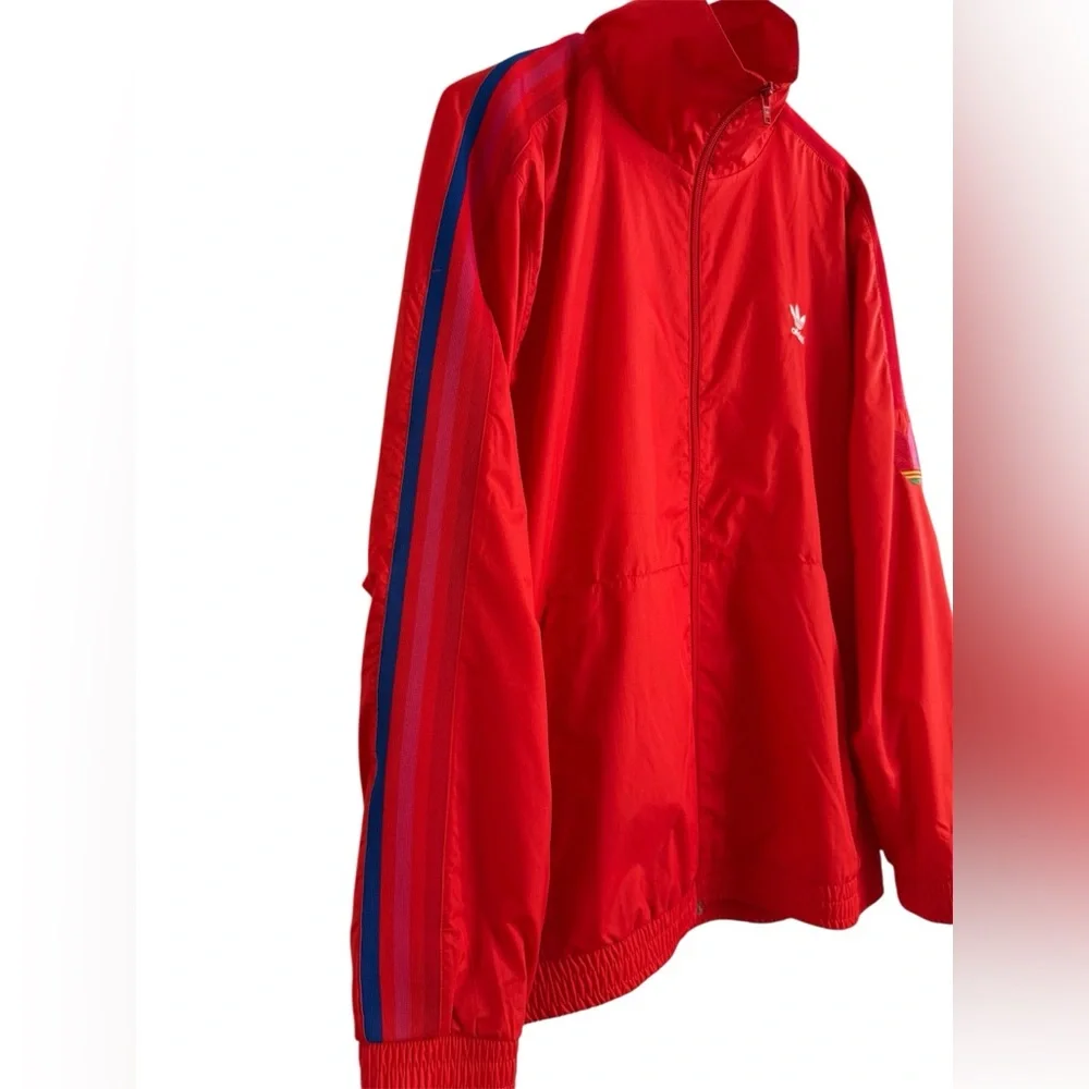 Adidas Originals Men's 3D Trefoil 3-Stripes Windbreaker Jacket Active Red Size L
